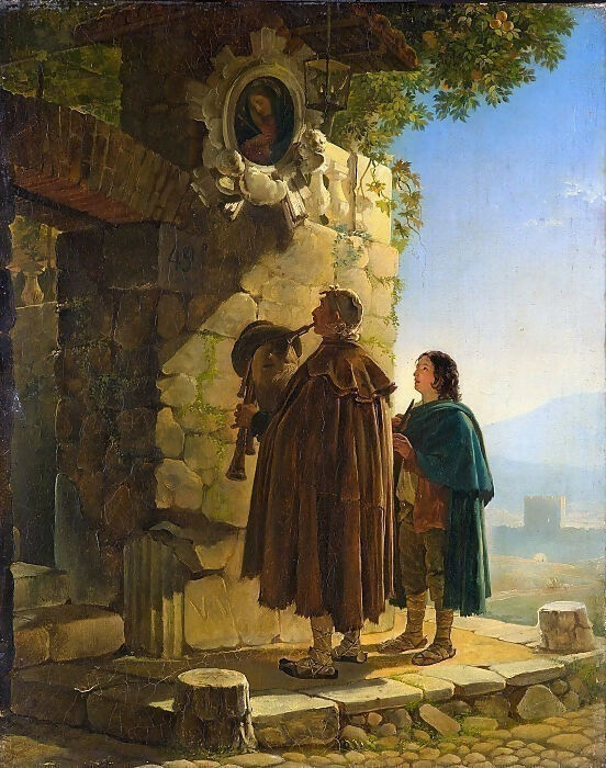 KarlPavlovichBryullov–PifferariinfrontoftheimageoftheMadonna 70x100 Canvas