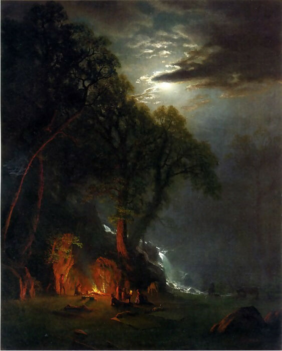 Albert Bierstadt - Campfire, Yosemite 90x120 Canvas