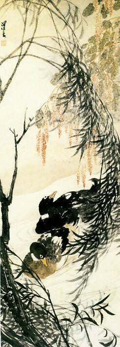 Chinese Artists of the Middle Ages (任熊 - 柳鸭图) – Ren Xiong 90x120 Canvas