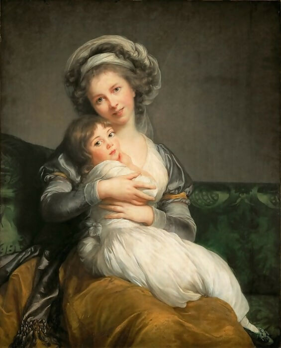 Elisabeth-Louise Vigée-Lebrun – Self-portrait with her daughter Julie 140x187 Canvas
