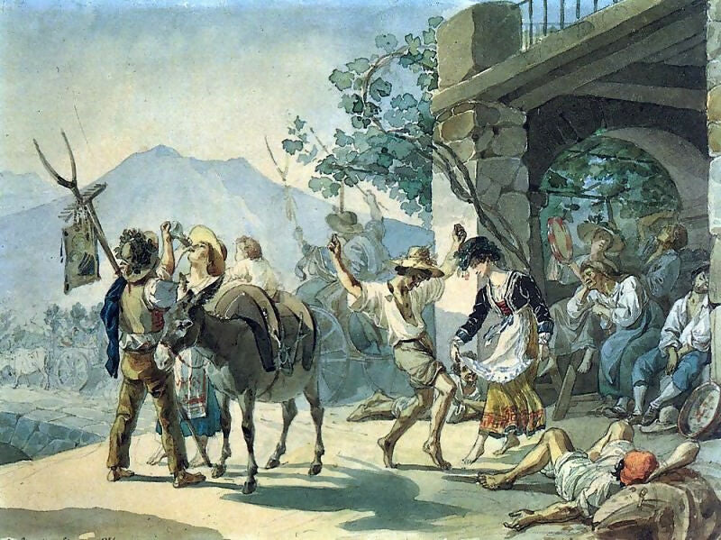KarlPavlovichBryullov-GrapeHarvestFestival.1827 70x100 Canvas