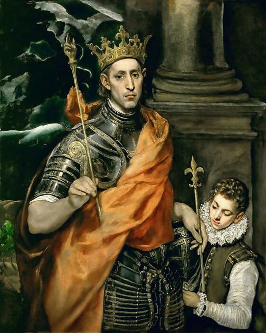 El Greco - Saint Louis of France with a Page 50X40 Canvas