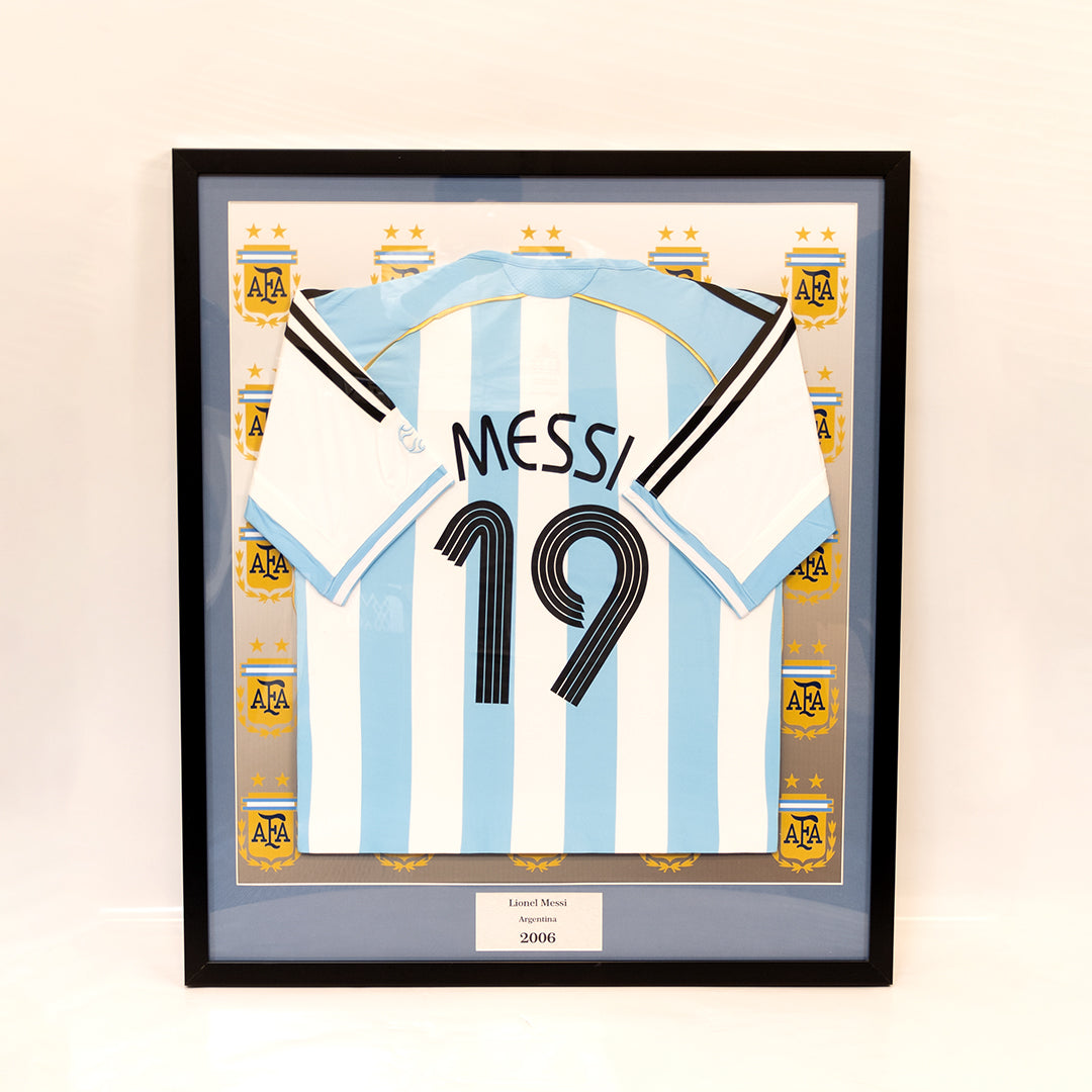 Lionel Messi Argentina 2006 World Cup Framed Jersey Display
