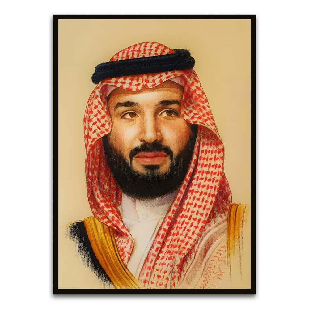 Mohammed bin Salman Al Saud Black Printed frame acrylic canvas Frames