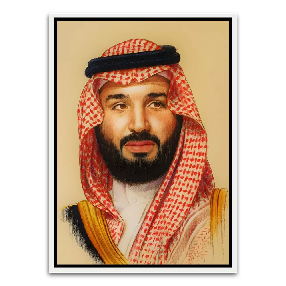 Mohammed bin Salman Al Saud White Canvas frame acrylic canvas Frames