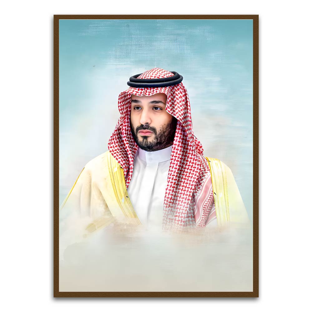 Mohammed bin Salman Al Saud Brown Printed frame acrylic canvas Frames