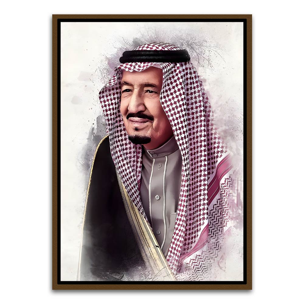 Salman bin Abdulaziz Al Saud Brown Canvas frame acrylic canvas Frames