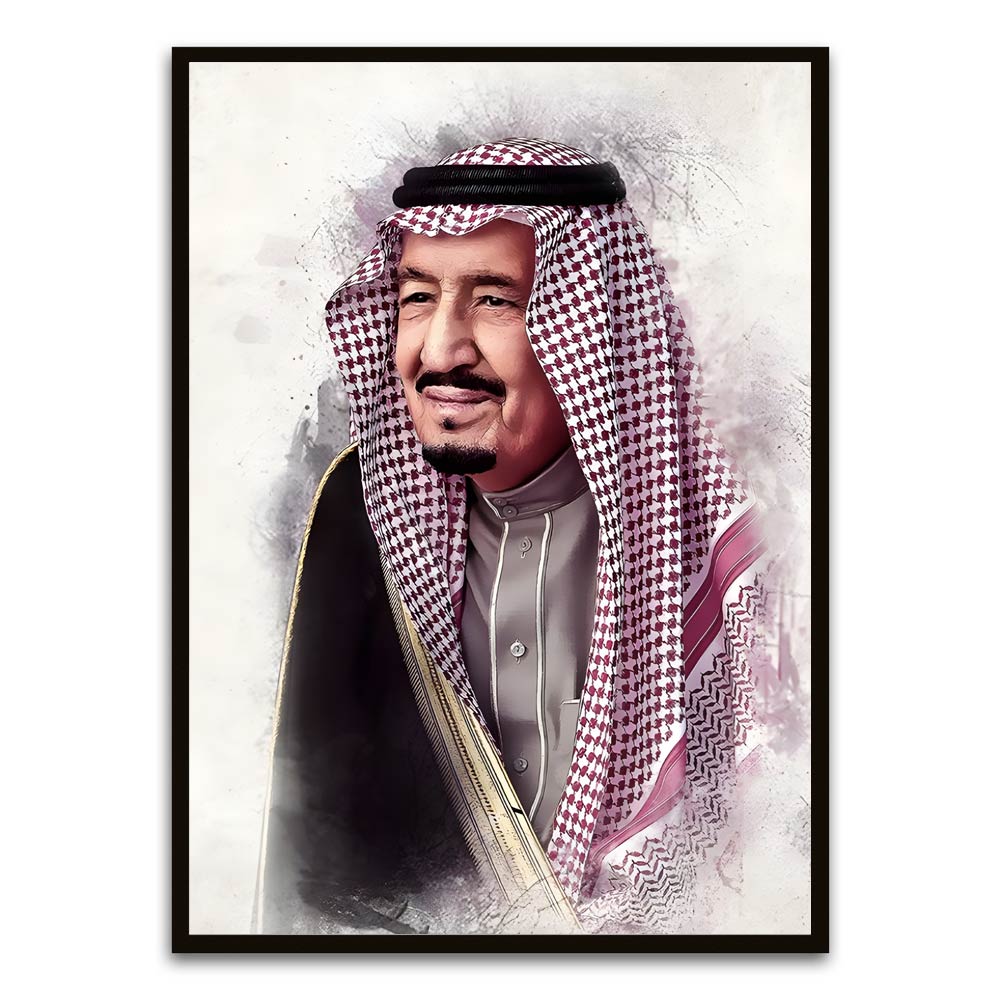 Salman bin Abdulaziz Al Saud Black Printed frame acrylic canvas Frames