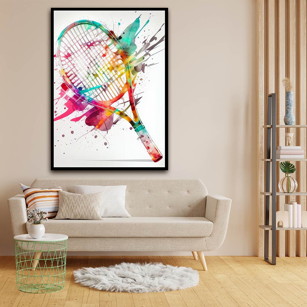 Color Splash Tennis Racket acrylic canvas Frames