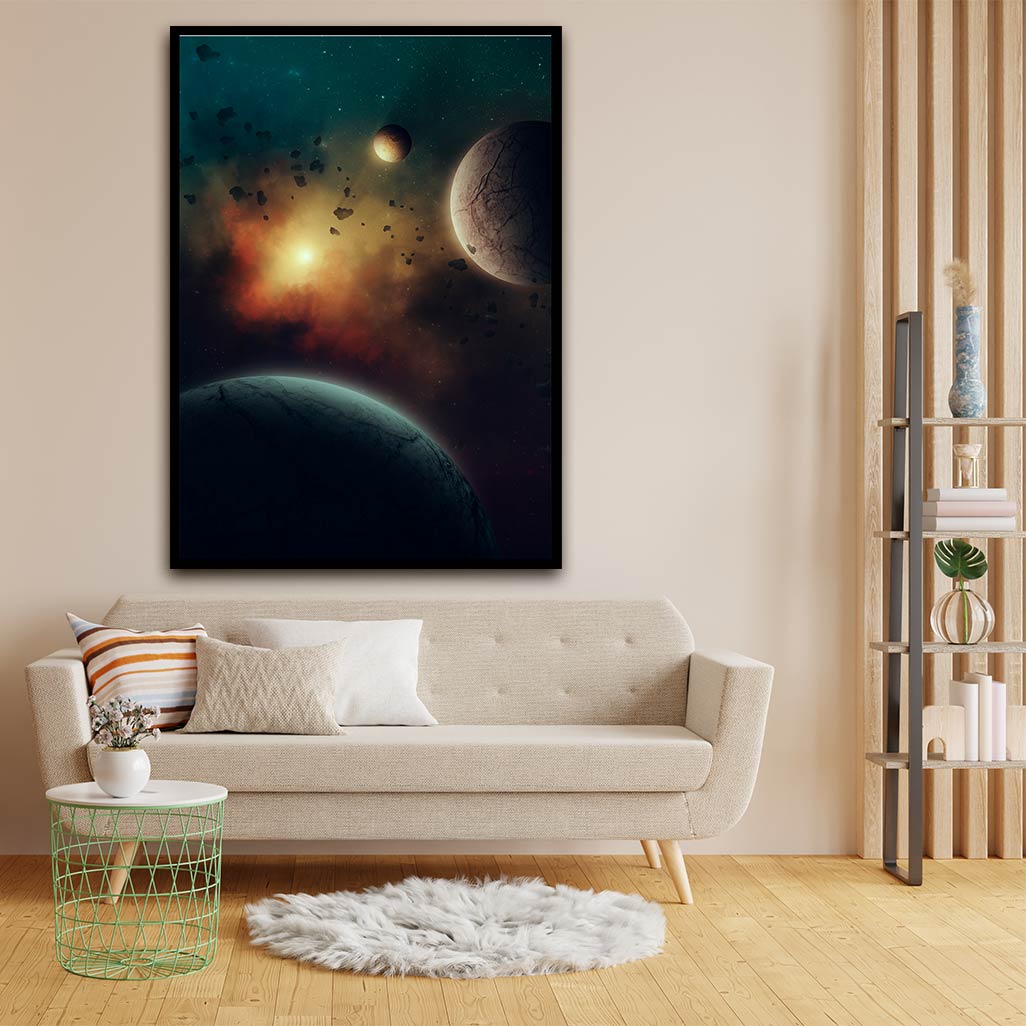 Sunrise in space acrylic canvas Frames