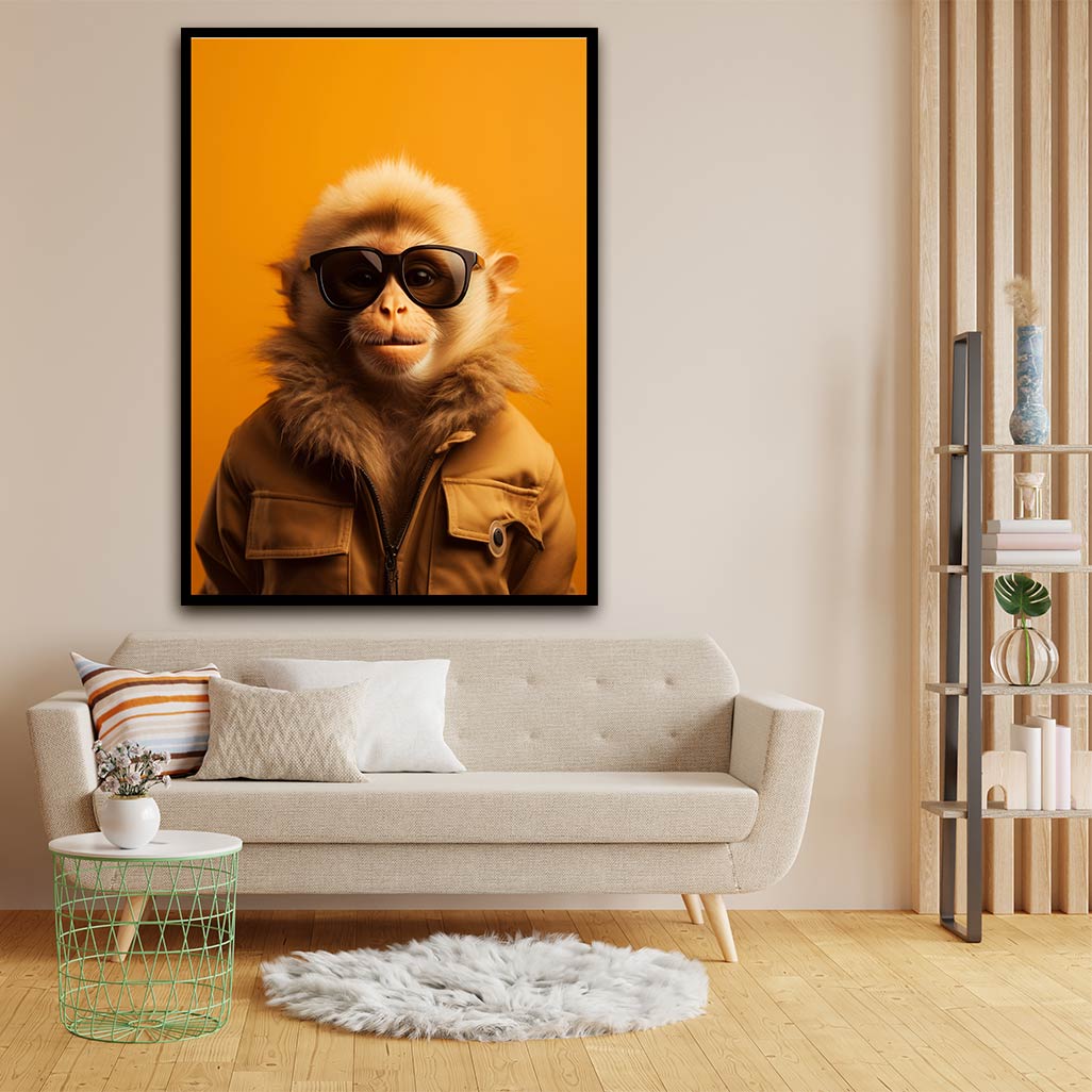 Monkey wearing glass acrylic canvas Frames