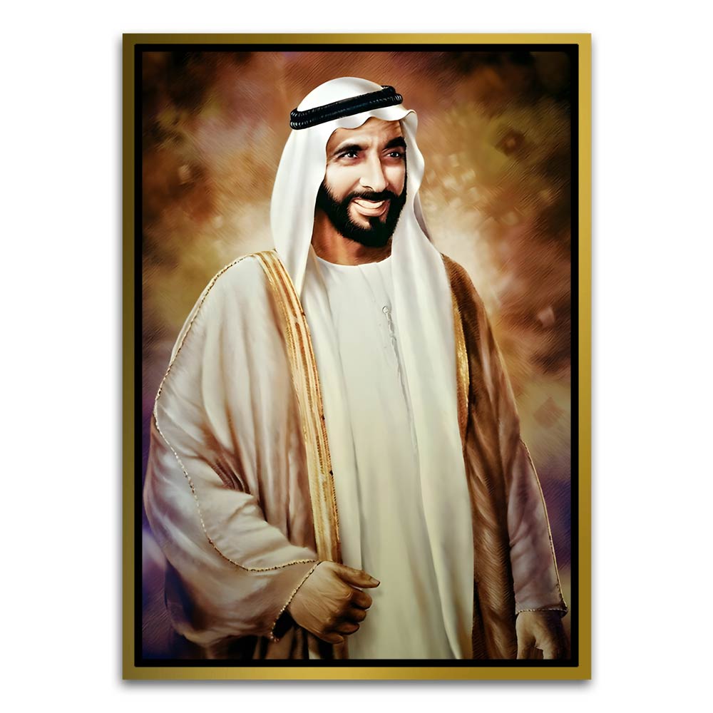 Sheikh Zayed Bin Sultan Al Nahyan Gold Canvas frame acrylic canvas Frames