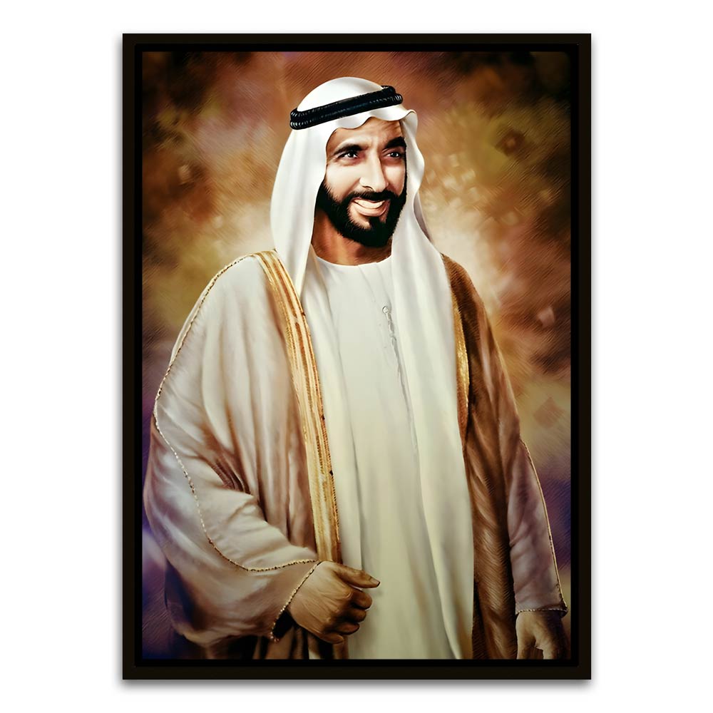 Sheikh Zayed Bin Sultan Al Nahyan Black Canvas frame acrylic canvas Frames