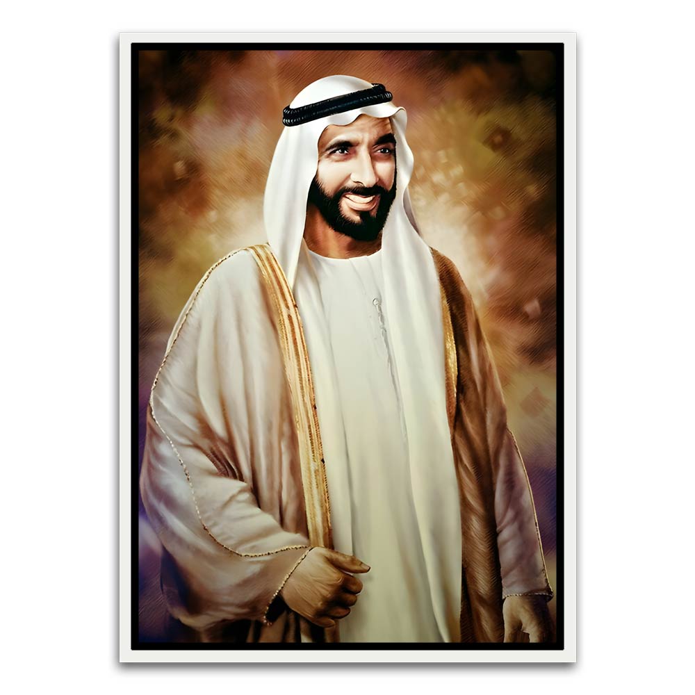 Sheikh Zayed Bin Sultan Al Nahyan White Canvas frame acrylic canvas Frames