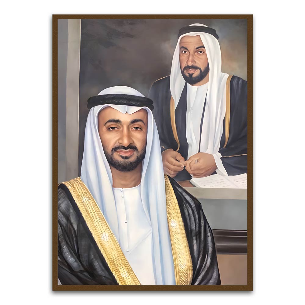 UAE leaders Brown Printed frame acrylic canvas Frames