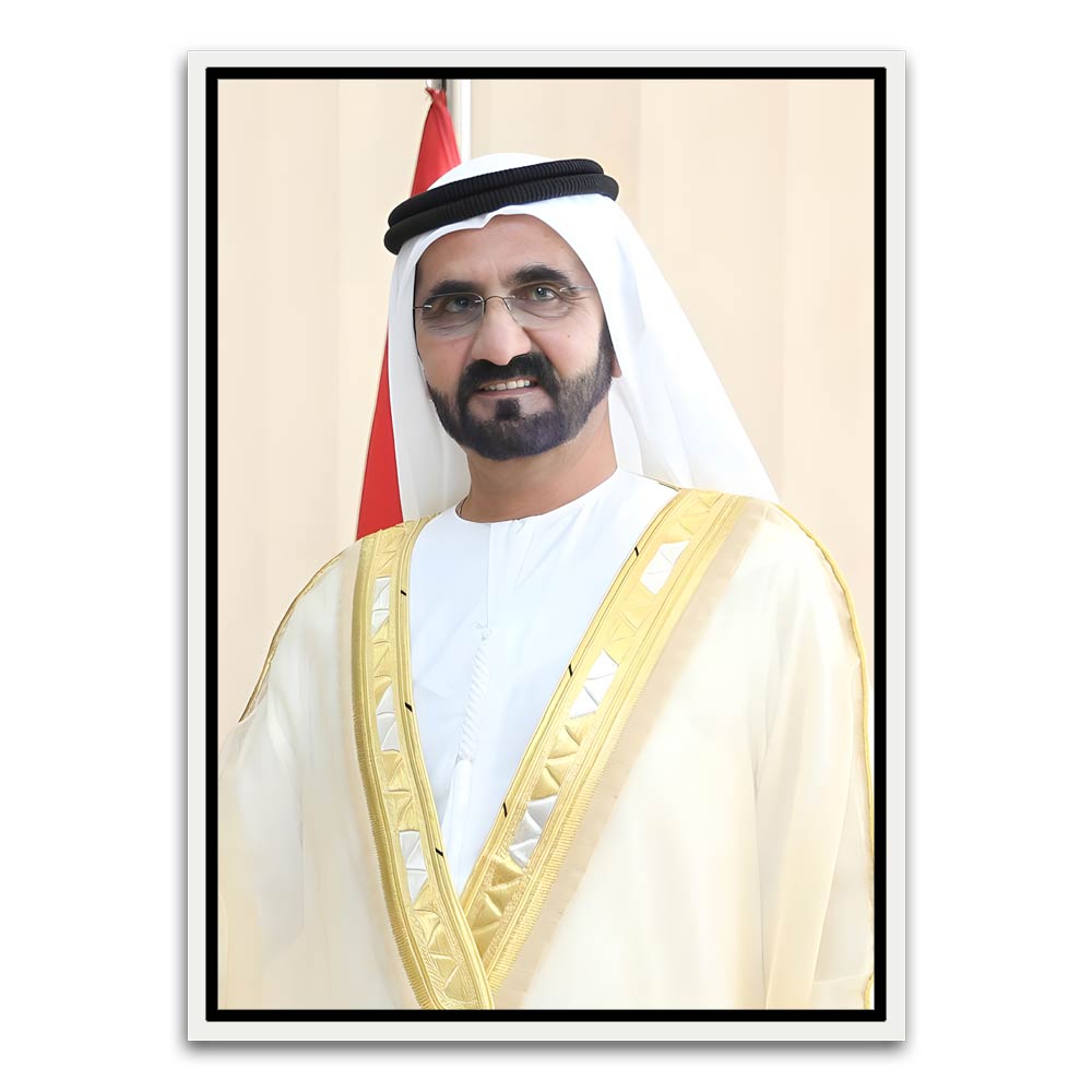 Sheikh Mohammed Bin Rashid Al Maktoum White Canvas frame acrylic canvas Frames