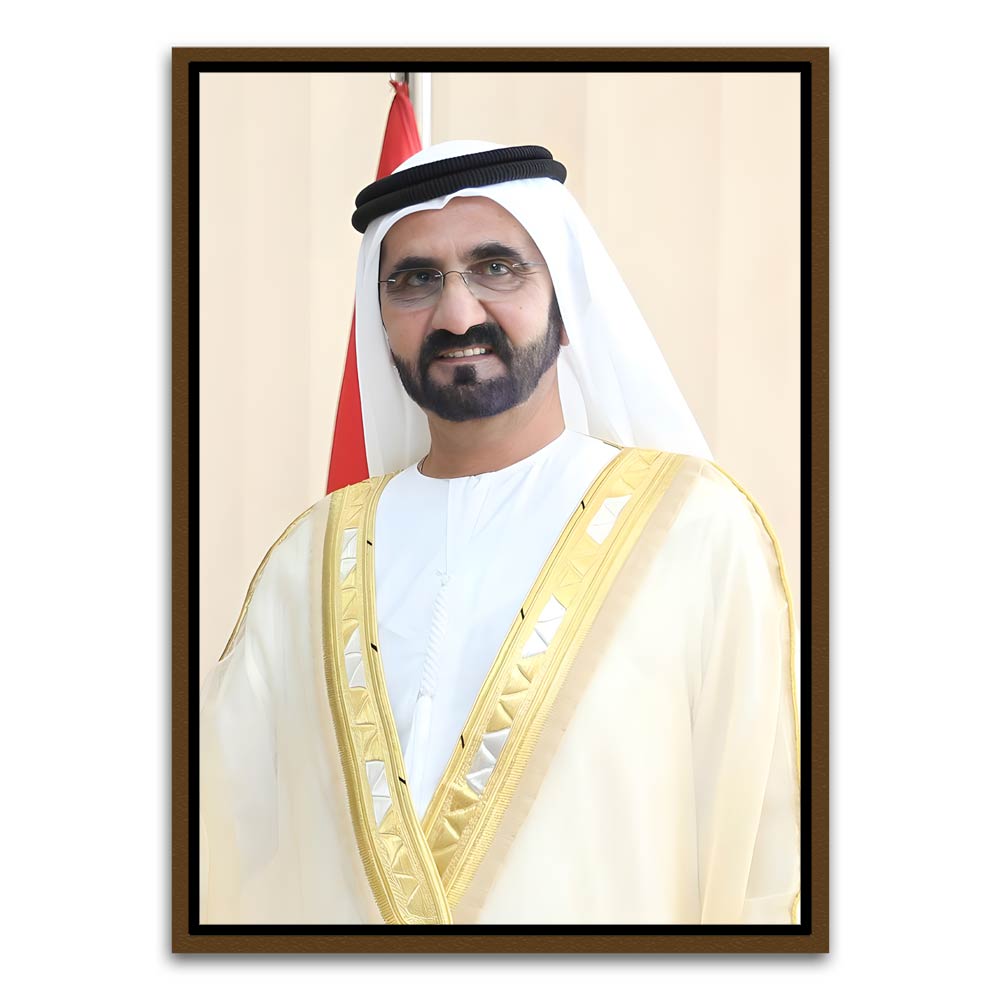 Sheikh Mohammed Bin Rashid Al Maktoum Brown Canvas frame acrylic canvas Frames