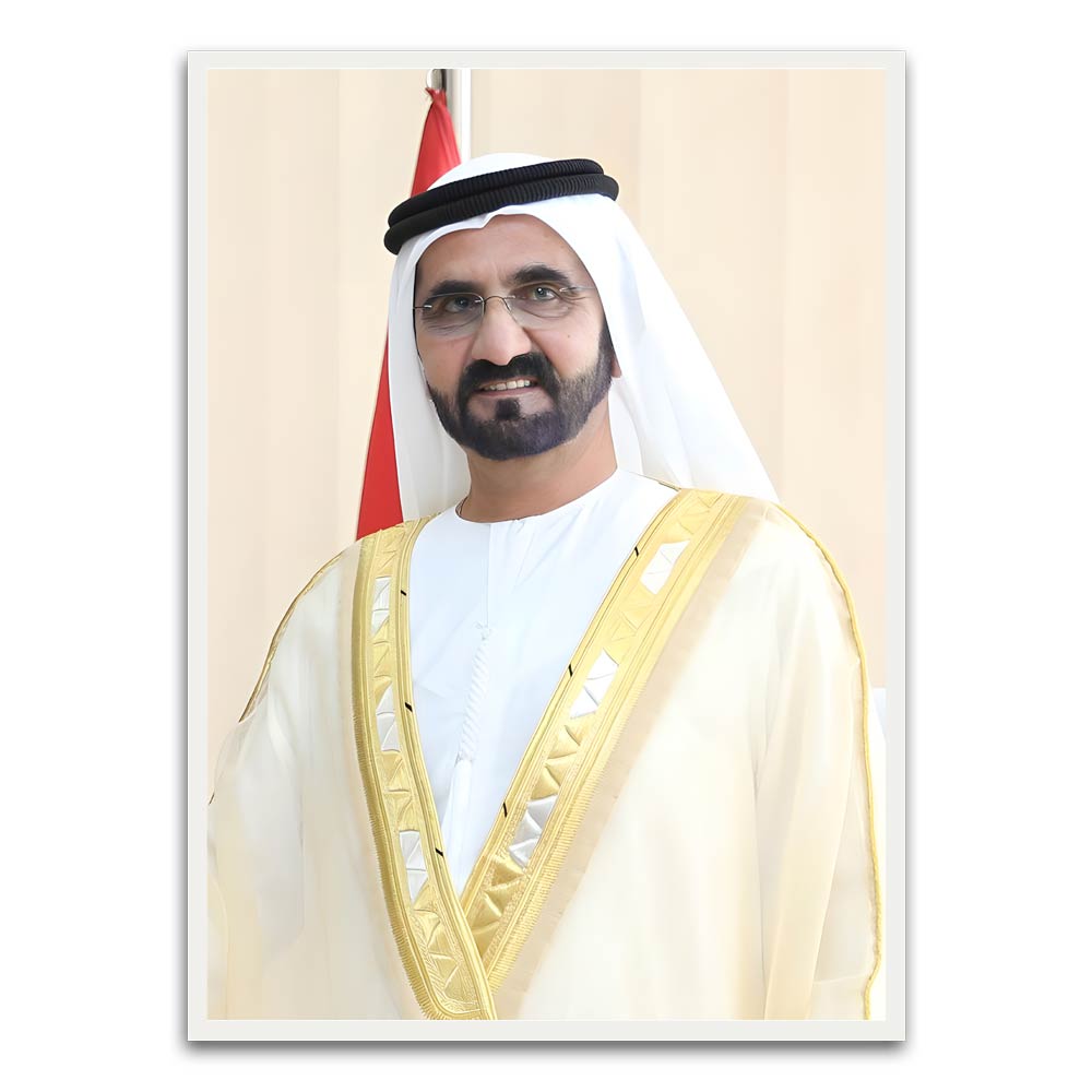 Sheikh Mohammed Bin Rashid Al Maktoum White Printed frame acrylic canvas Frames