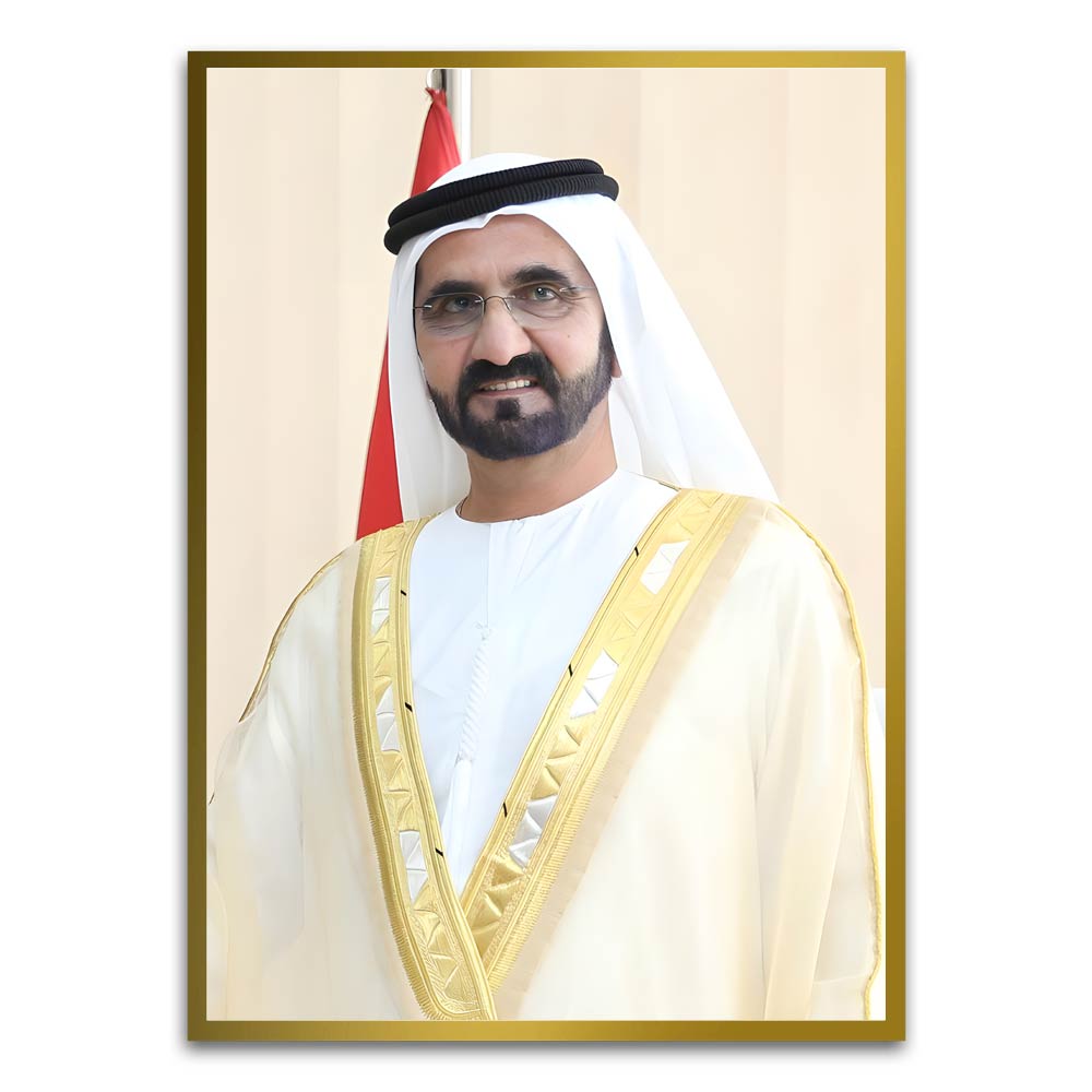 Sheikh Mohammed Bin Rashid Al Maktoum Gold Printed frame acrylic canvas Frames