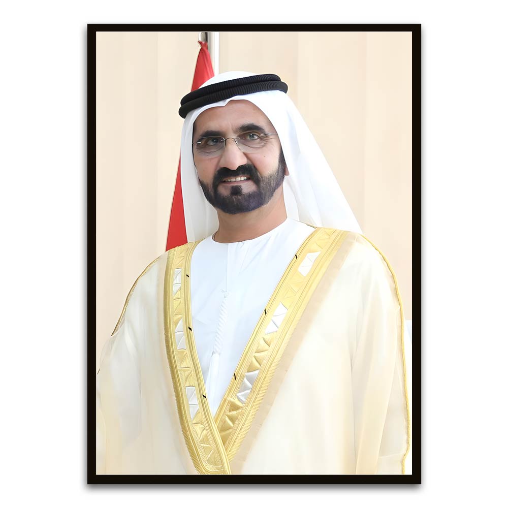 Sheikh Mohammed Bin Rashid Al Maktoum Black Printed frame acrylic canvas Frames