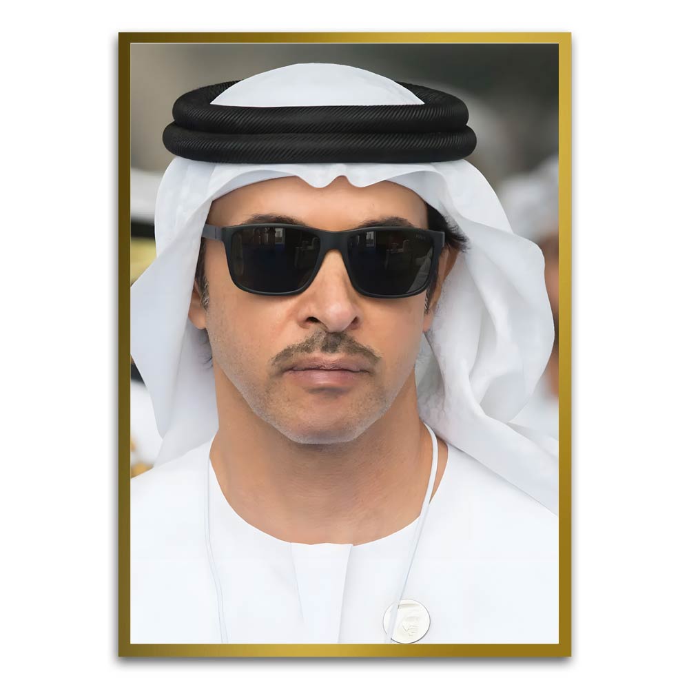 Sheikh Khaled bin Mohamed bin Zayed Al Nahyan Gold Printed frame acrylic canvas Frames