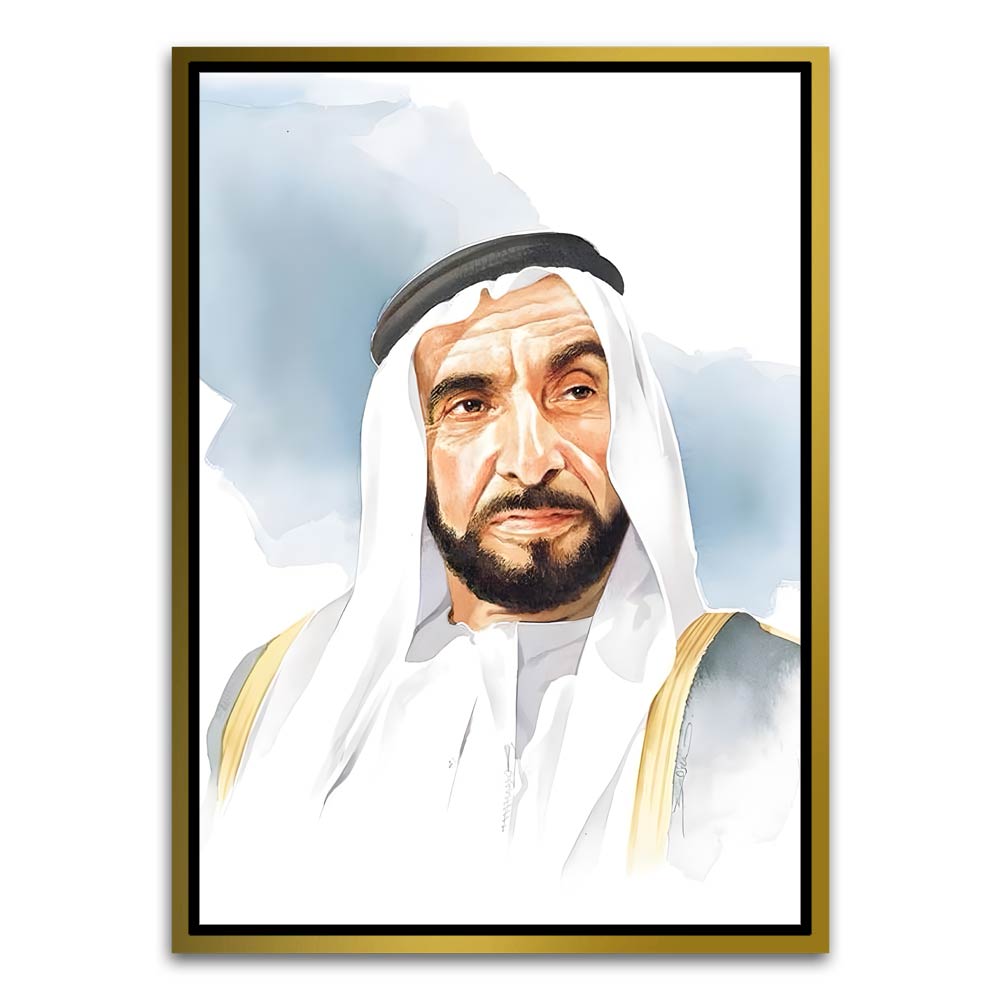 Sheikh Zayed Bin Sultan Al Nahyan Gold Canvas frame acrylic canvas Frames