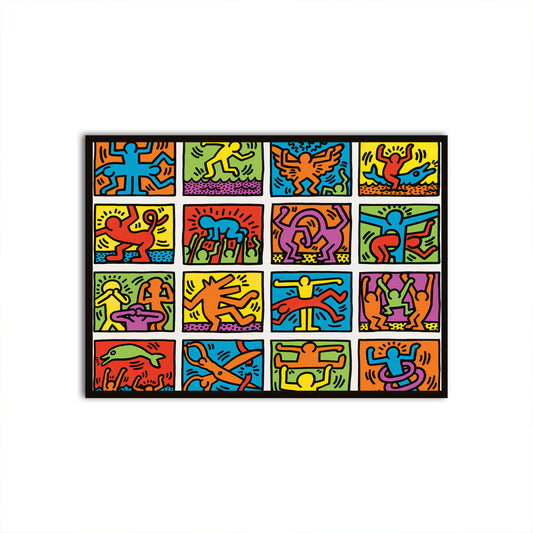 Vibrant Mosaic of Life Black Printed frame acrylic canvas Frames