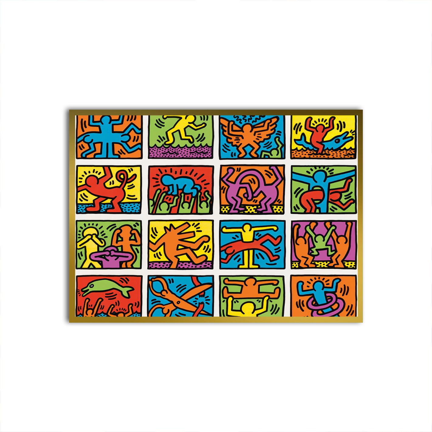 Vibrant Mosaic of Life Gold Printed frame acrylic canvas Frames