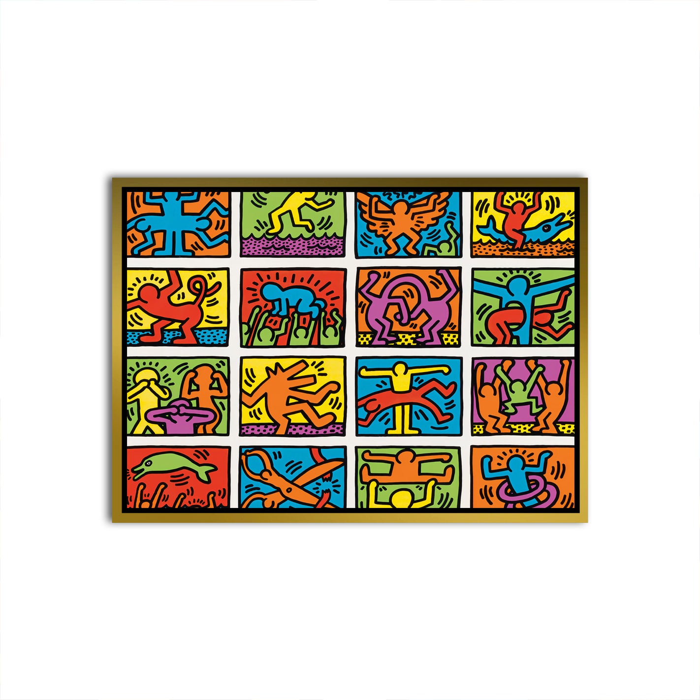 Vibrant Mosaic of Life Gold Canvas frame acrylic canvas Frames