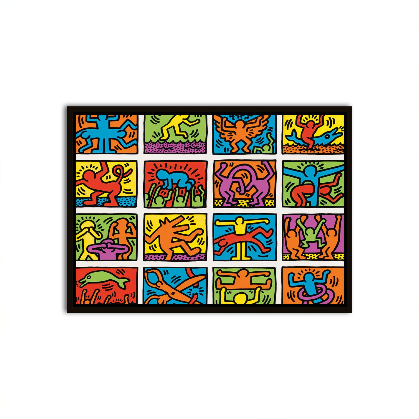 Vibrant Mosaic of Life Black Canvas frame acrylic canvas Frames