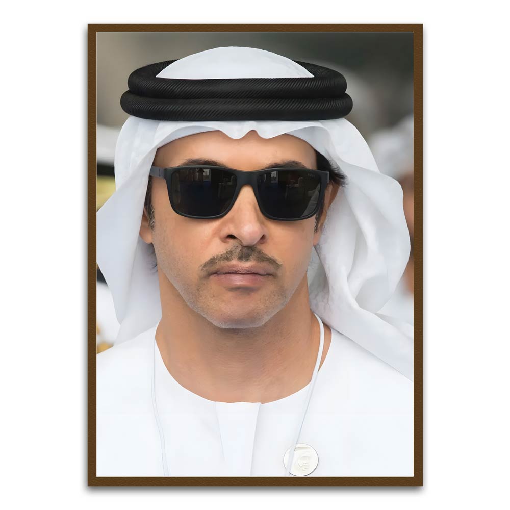 Sheikh Khaled bin Mohamed bin Zayed Al Nahyan Brown Printed frame acrylic canvas Frames