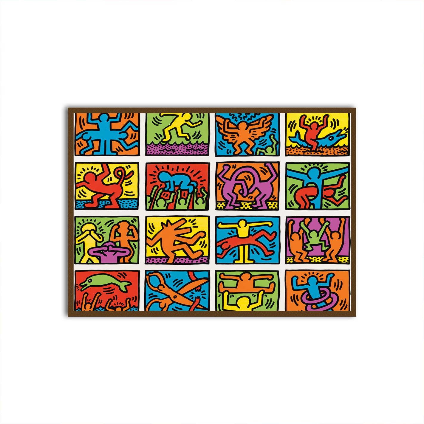 Vibrant Mosaic of Life Brown Printed frame acrylic canvas Frames