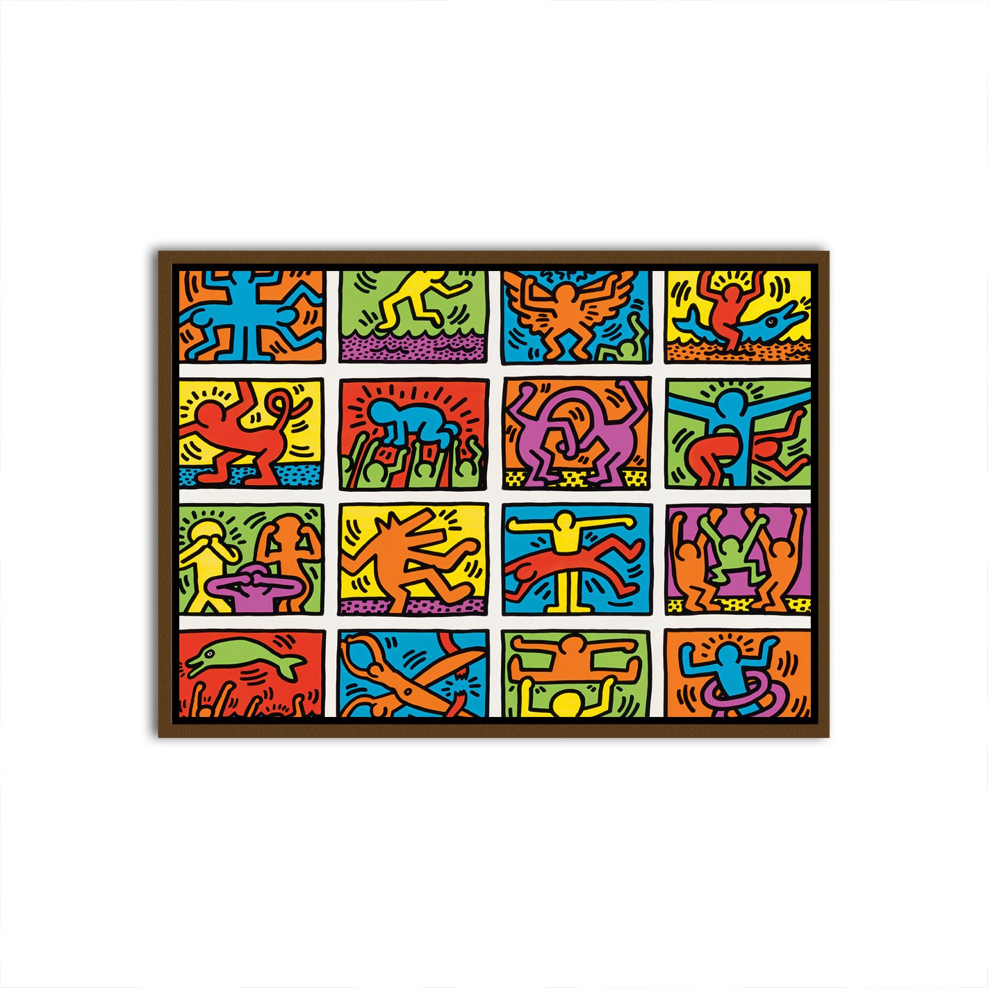 Vibrant Mosaic of Life Brown Canvas frame acrylic canvas Frames