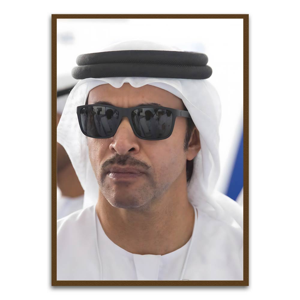 Hazza bin Zayed Al Nahyan Brown Printed frame acrylic canvas Frames