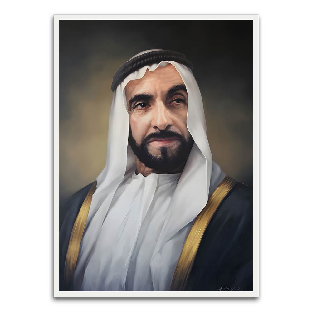 Sheikh Zayed Bin Sultan Al Nahyan White Printed frame acrylic canvas Frames