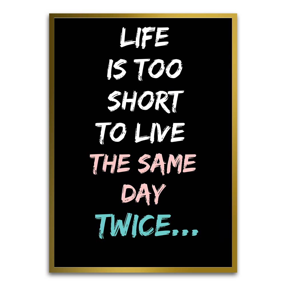 Life Is too short Gold Printed frame acrylic canvas Frames