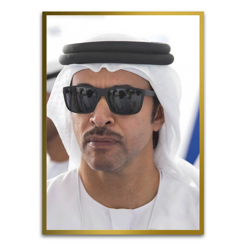 Hazza bin Zayed Al Nahyan Gold Printed frame acrylic canvas Frames