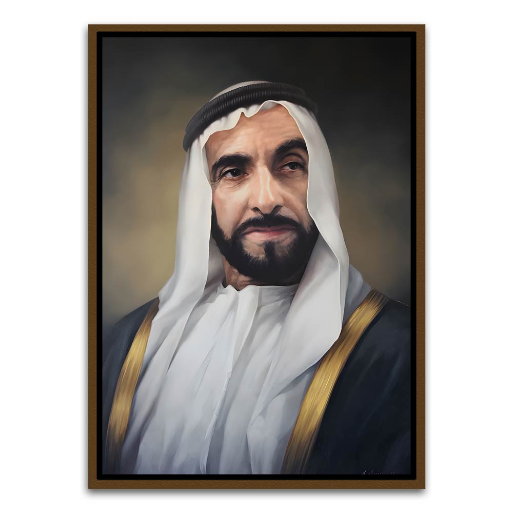 Sheikh Zayed Bin Sultan Al Nahyan Brown Canvas frame acrylic canvas Frames