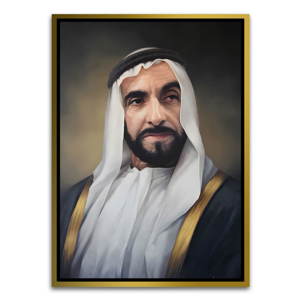 Sheikh Zayed Bin Sultan Al Nahyan Gold Canvas frame acrylic canvas Frames