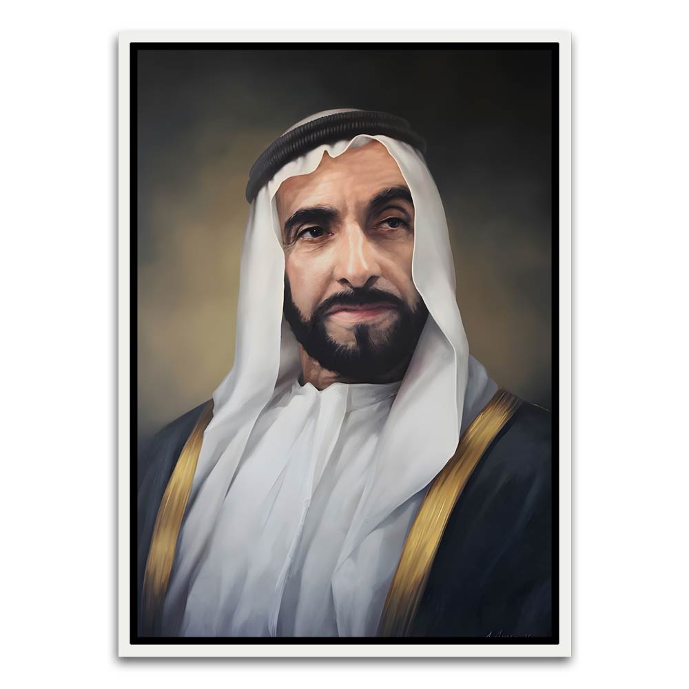 Sheikh Zayed Bin Sultan Al Nahyan White Canvas frame acrylic canvas Frames