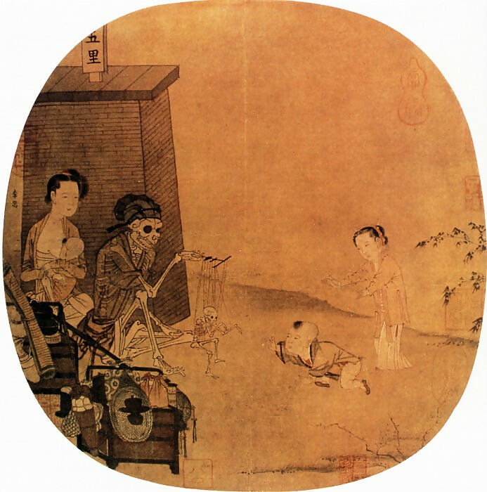 Chinese Painters of the Middle Ages (李嵩 - 骷髅幻戏图) – Li Song 50X40 Canvas
