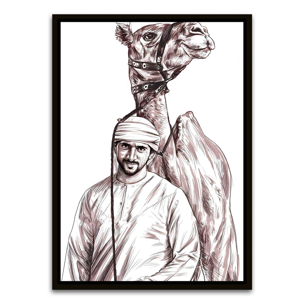 Sheikh Hamdan bin Mohammed bin Rashid Al Maktoum Black Canvas frame acrylic canvas Frames