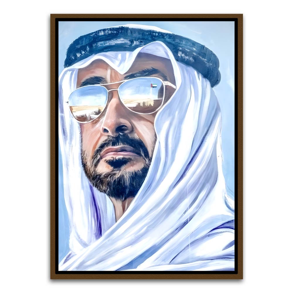 Sheikh Mohammed Bin Rashid Al Maktoum. Brown Canvas frame acrylic canvas Frames