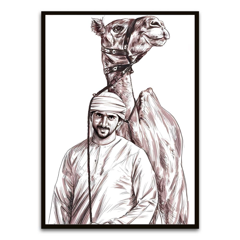 Sheikh Hamdan bin Rashid Al Maktoum Black Printed frame acrylic canvas Frames