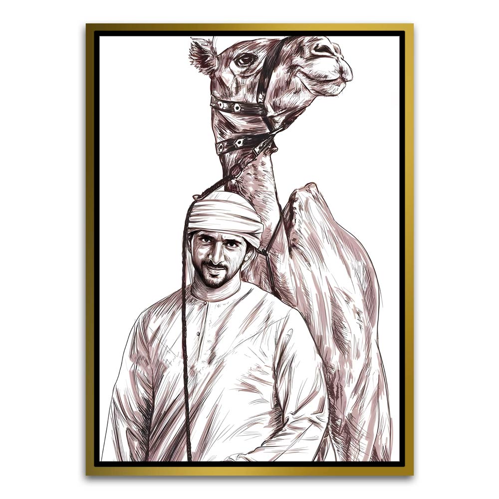 Sheikh Hamdan bin Rashid Al Maktoum Gold Canvas frame acrylic canvas Frames