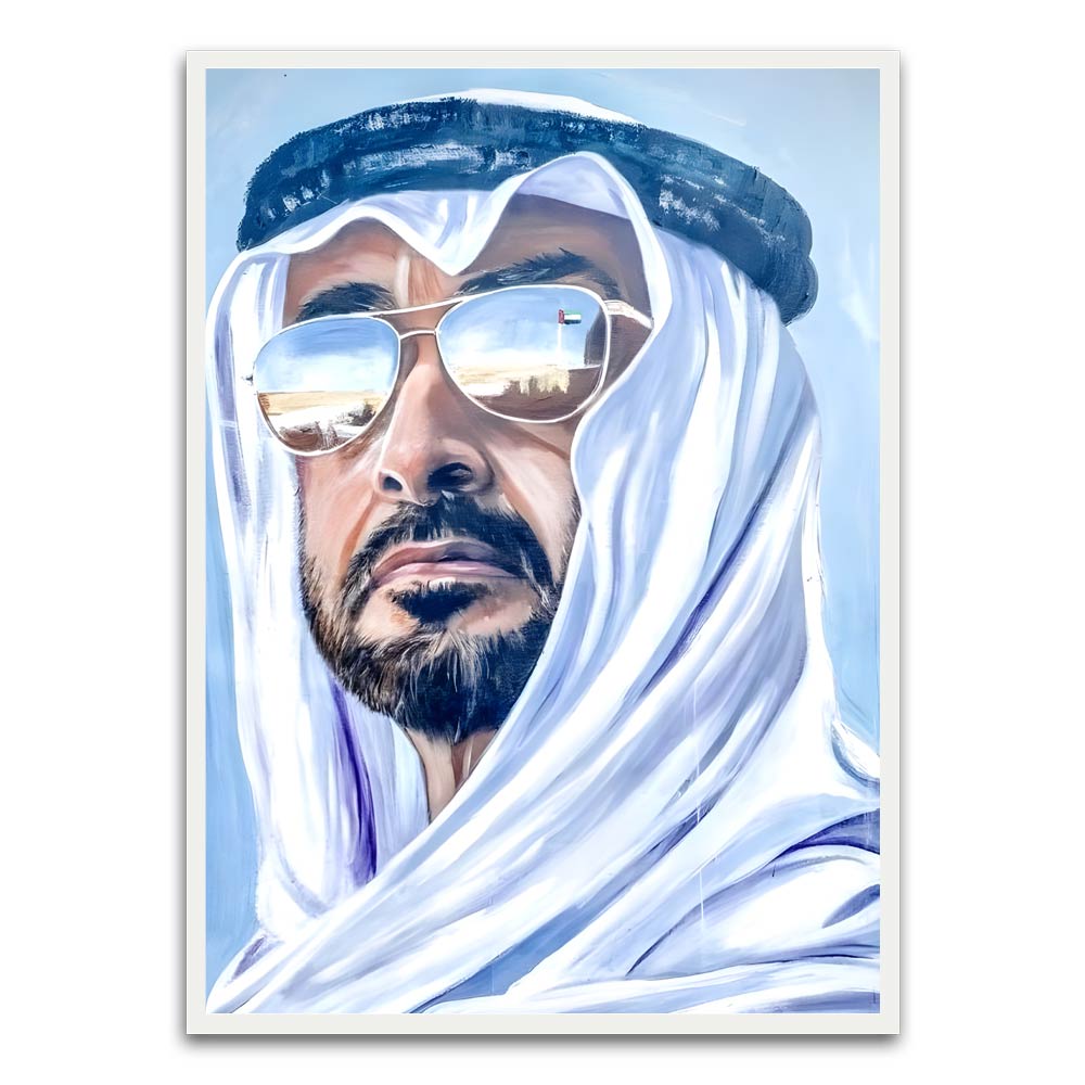 Sheikh Mohammed Bin Rashid Al Maktoum. White Printed frame acrylic canvas Frames