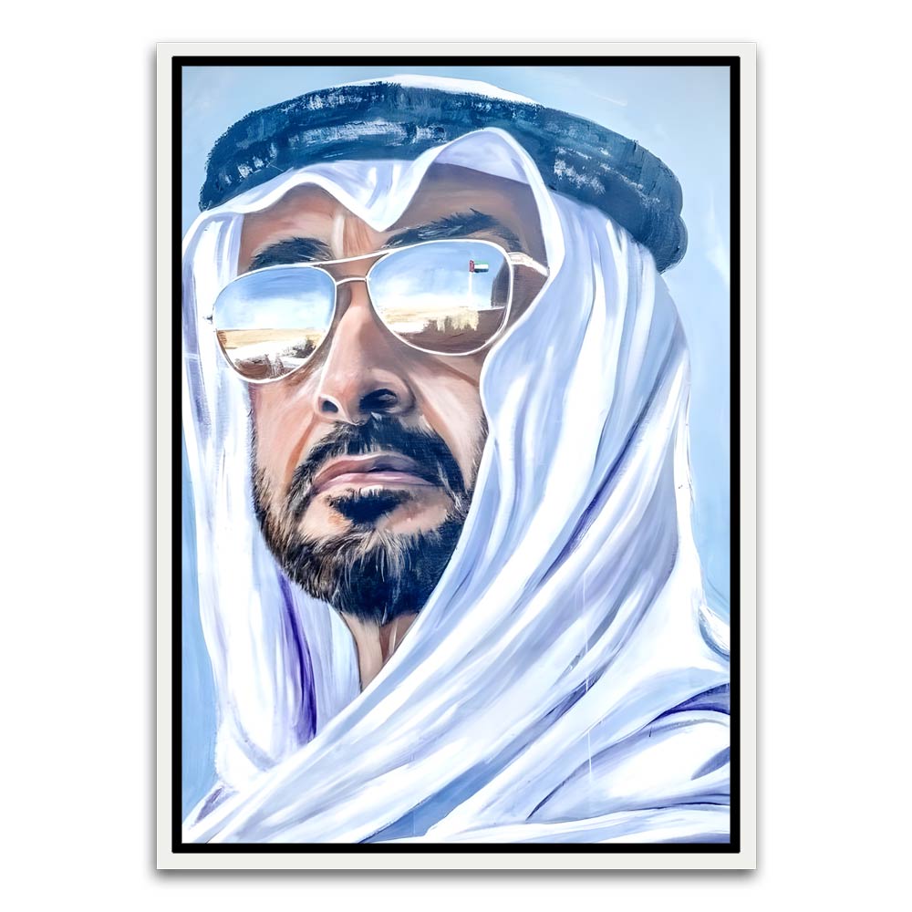 Sheikh Mohammed Bin Rashid Al Maktoum. White Canvas frame acrylic canvas Frames