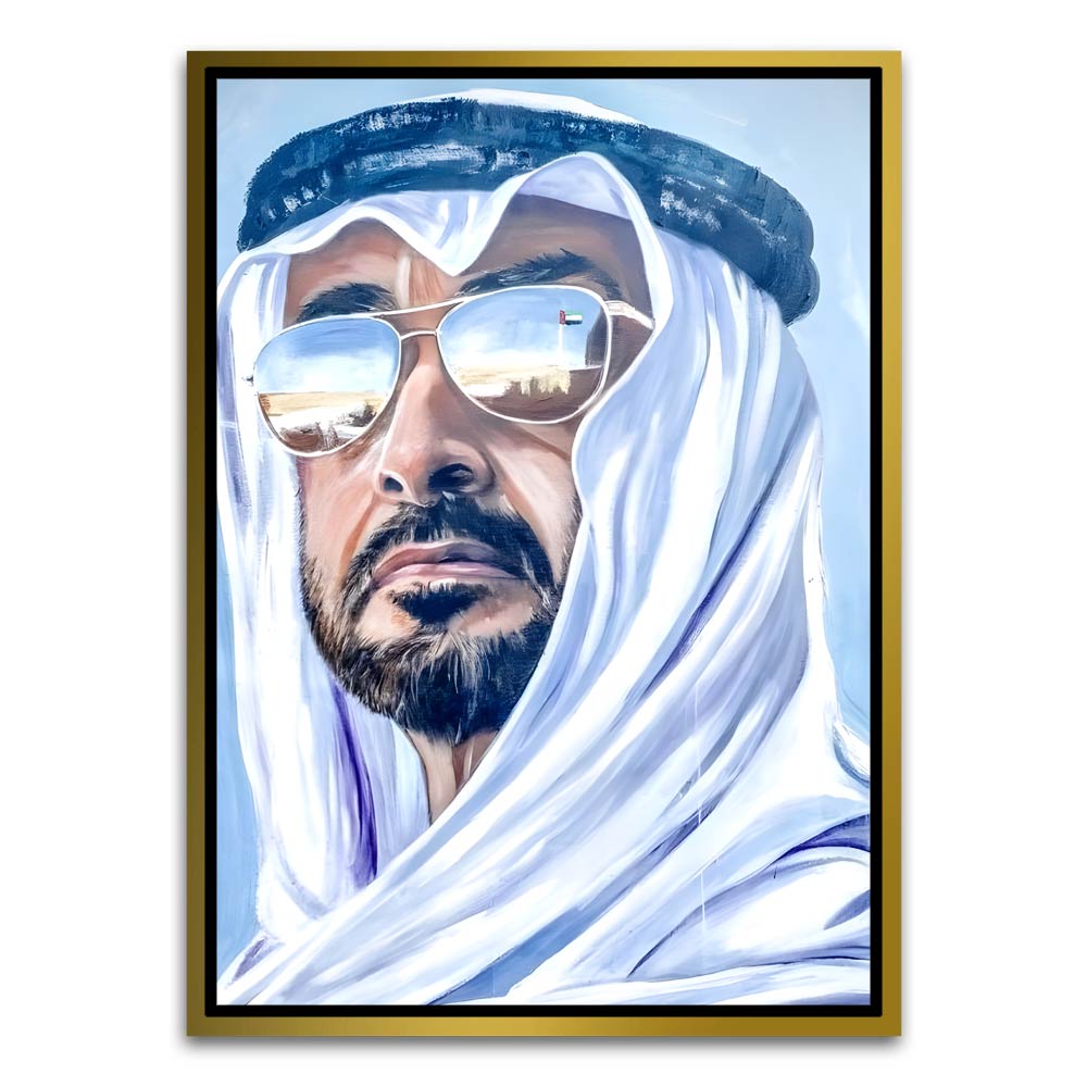 Sheikh Mohammed Bin Rashid Al Maktoum. Gold Canvas frame acrylic canvas Frames