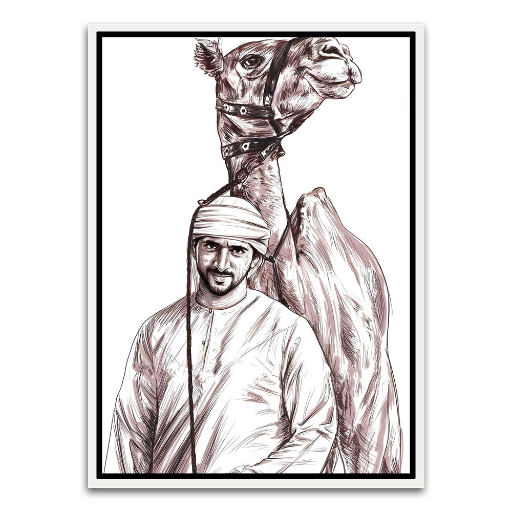 Sheikh Hamdan bin Mohammed bin Rashid Al Maktoum White Canvas frame acrylic canvas Frames