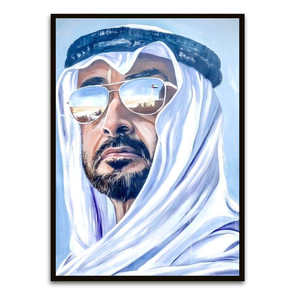 Sheikh Mohammed Bin Rashid Al Maktoum. Black Printed frame acrylic canvas Frames